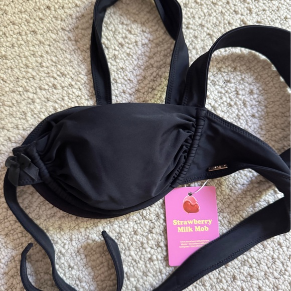 Strawberry Milk Mob Elegant Black Bikini Top - Picture 1 of 5